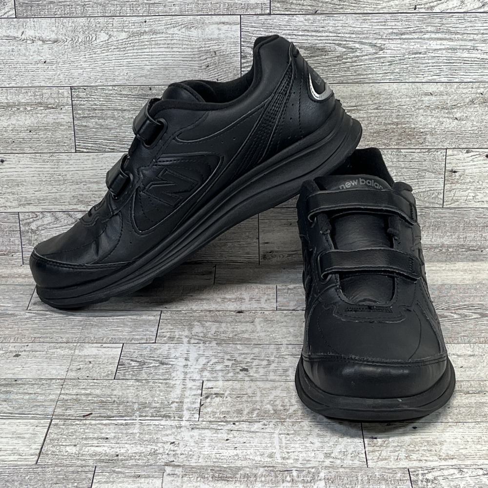 New Balance 577 USA Black Leather Walking Shoes Hook & Loop‎ WW577VK Women Sz 10